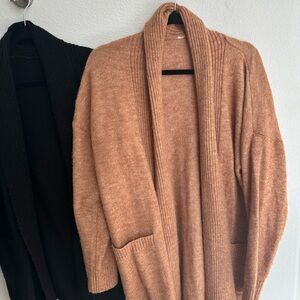Time and Tru Black and Brown Open-Front Fuzzy Cardigan Bundle